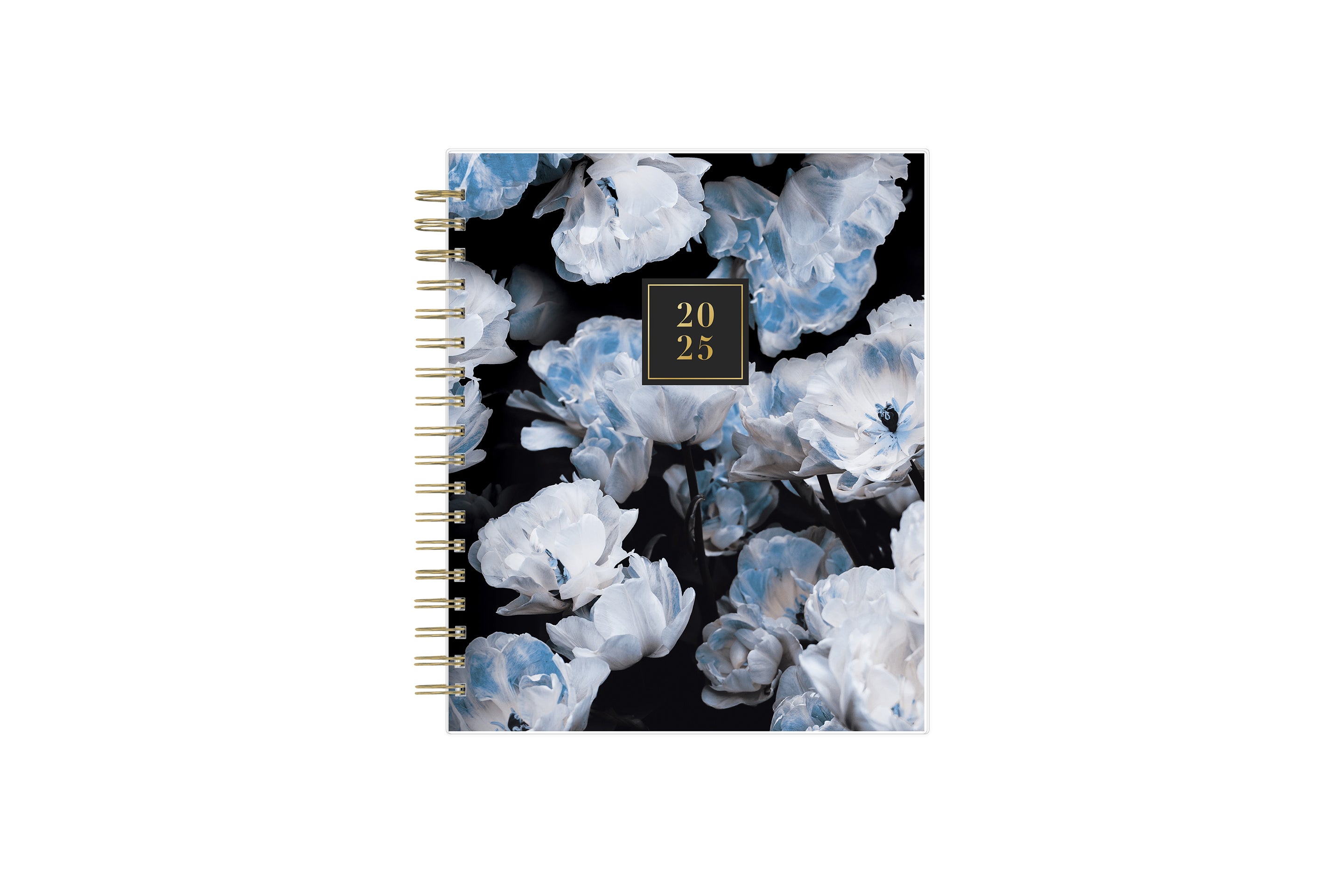 2025 Rachel Parcell daily planner featuring a beautiful floral pattern hardcover on gold twin wire-o binding in a 7x9 size.