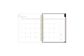 The 2025 Rach Parcell daily planner features a monthly view with ample blank white writing space, reference calendars, notes section, and soft pink monthly tabs.