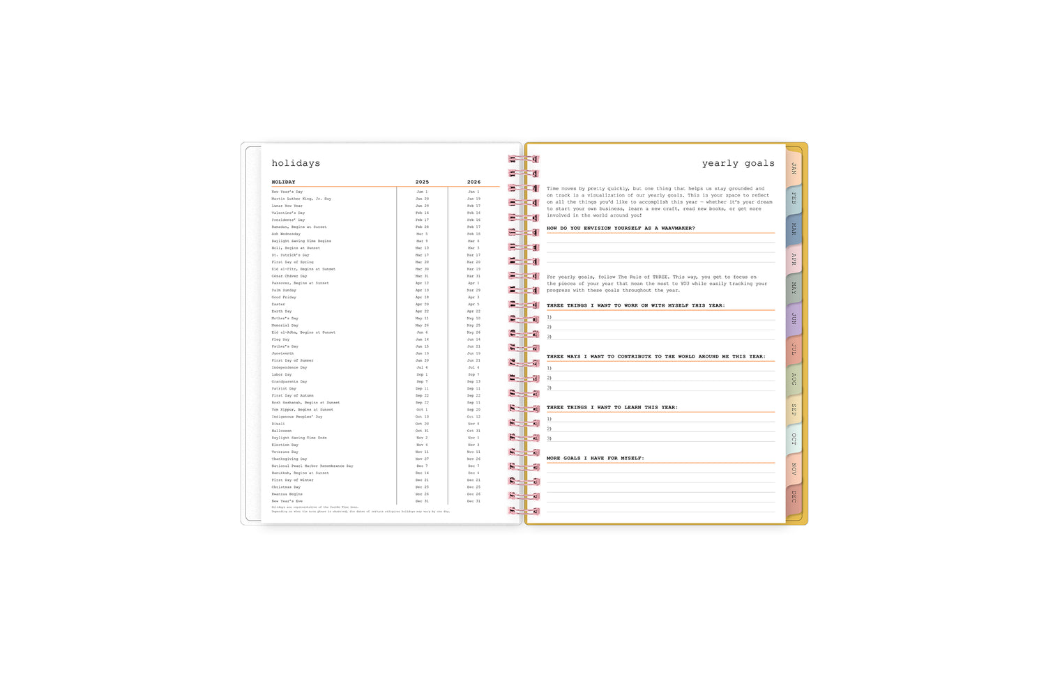 Kimberland 2025 Weekly Planner Notes 5.875x8.625 WAAV Planning Calendar