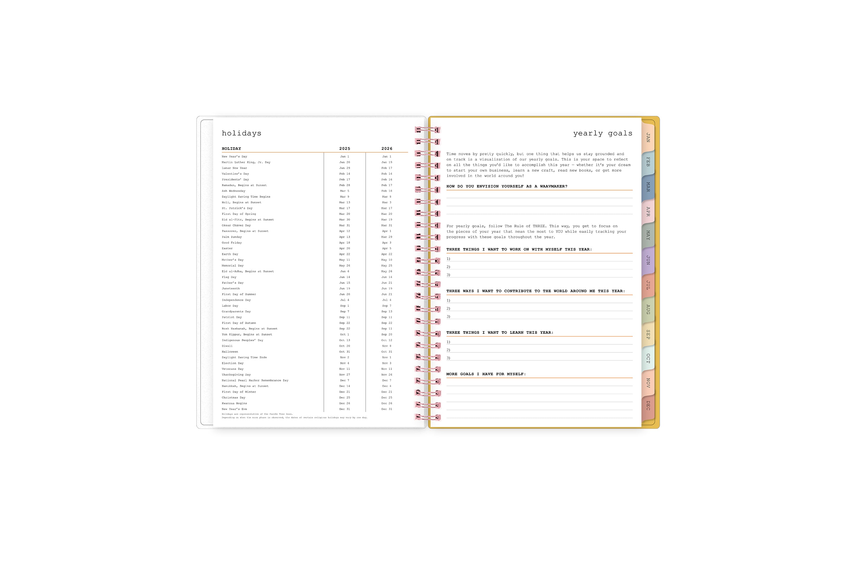 Kimberland 2025 Weekly Planner Notes 5.875x8.625 WAAV Planning Calendar