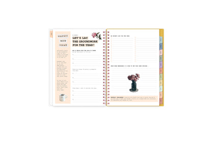 new year new you spread including bucket list notes pages, and self-care