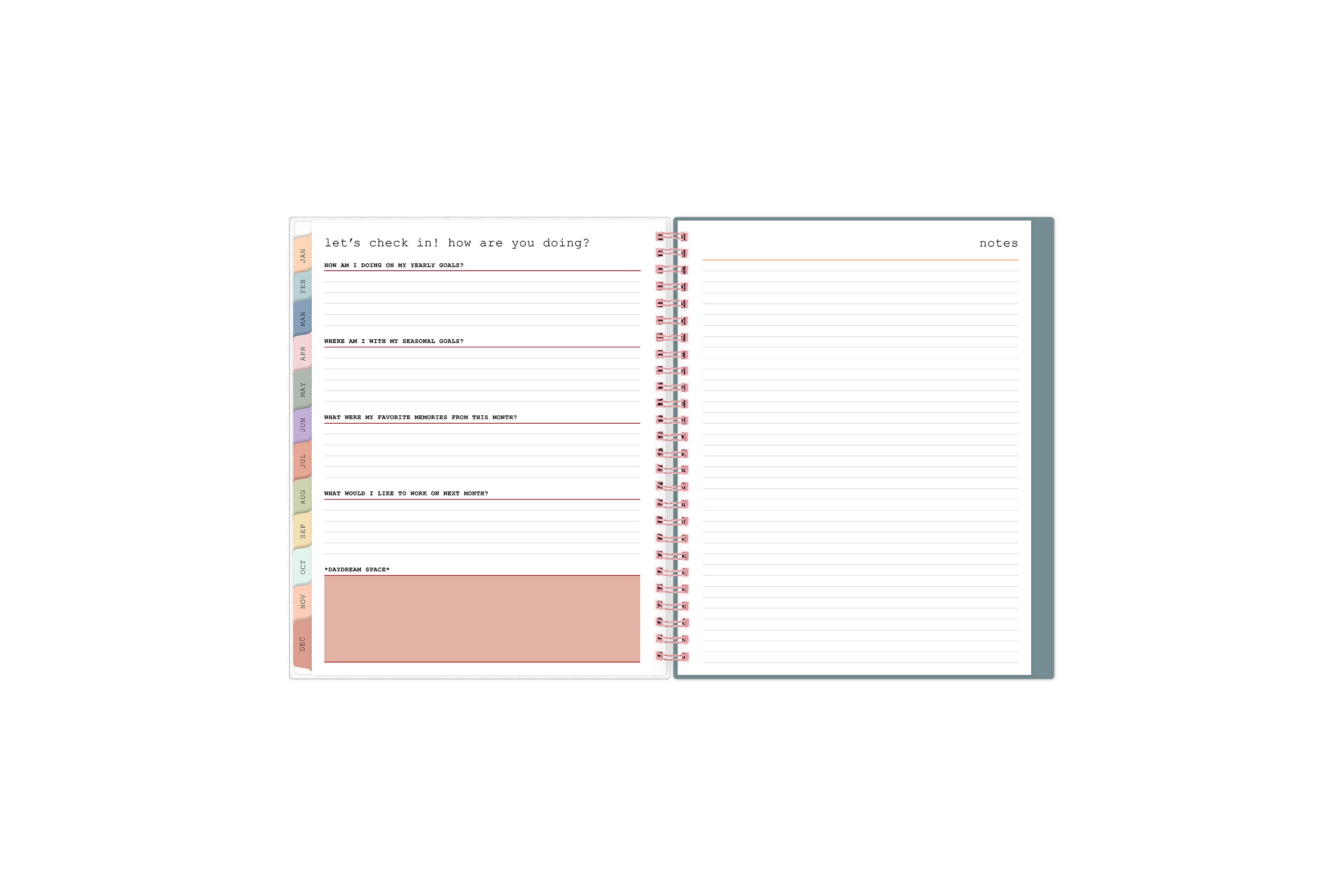 self-care check in list with notes pages