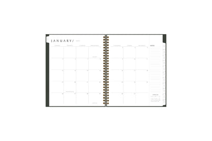 2025 planner featuring a weekly spread with dotted lined/blank writing space, and monthly white tabs
