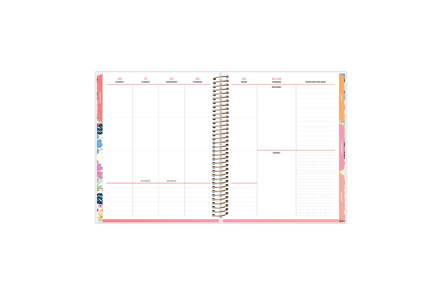 vertical weekly planning layout on this 7x9 planner January 2025 - December 2025