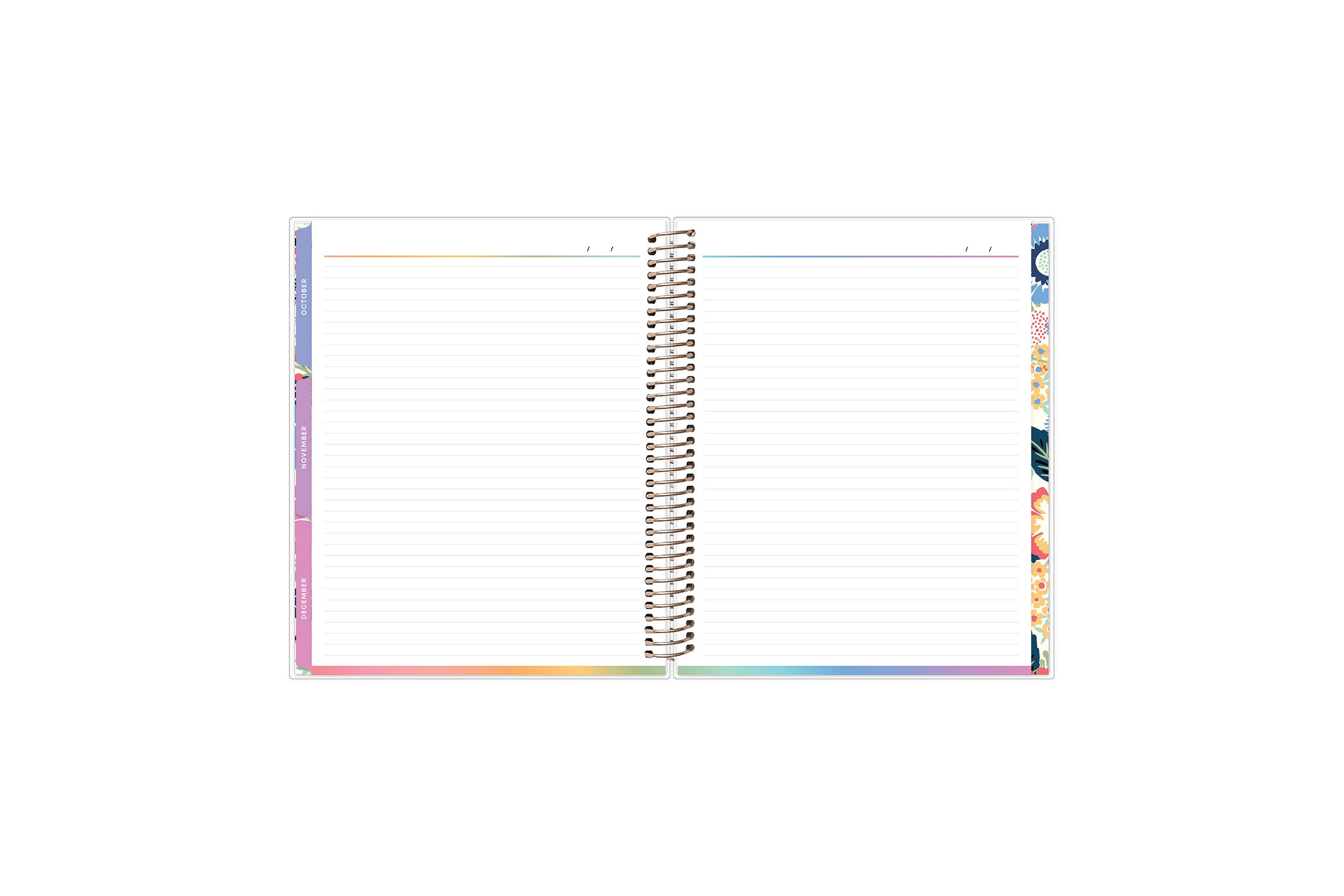 ample lined writing space on this 7x9 planner with monthly tabs January 2025 - December 2025