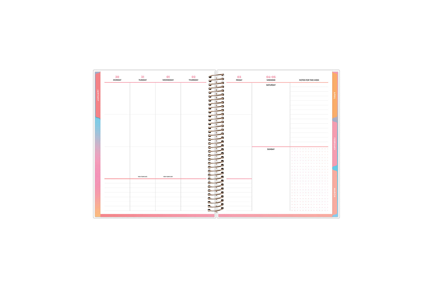 vertical weekly planning layout on this 7x9 planner January 2025 - December 2025