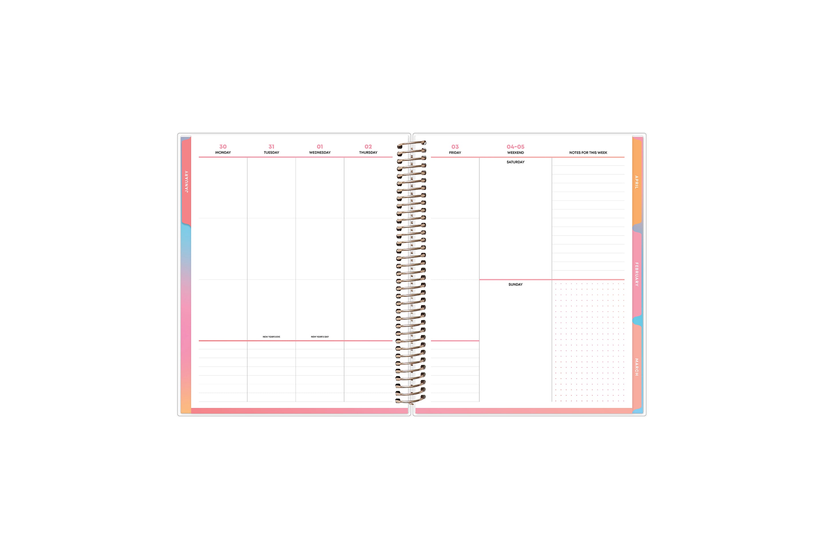 vertical weekly planning layout on this 7x9 planner January 2025 - December 2025