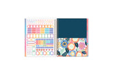 7x9 planner features a sticker sheet, double sided pocket, and monthly tabs