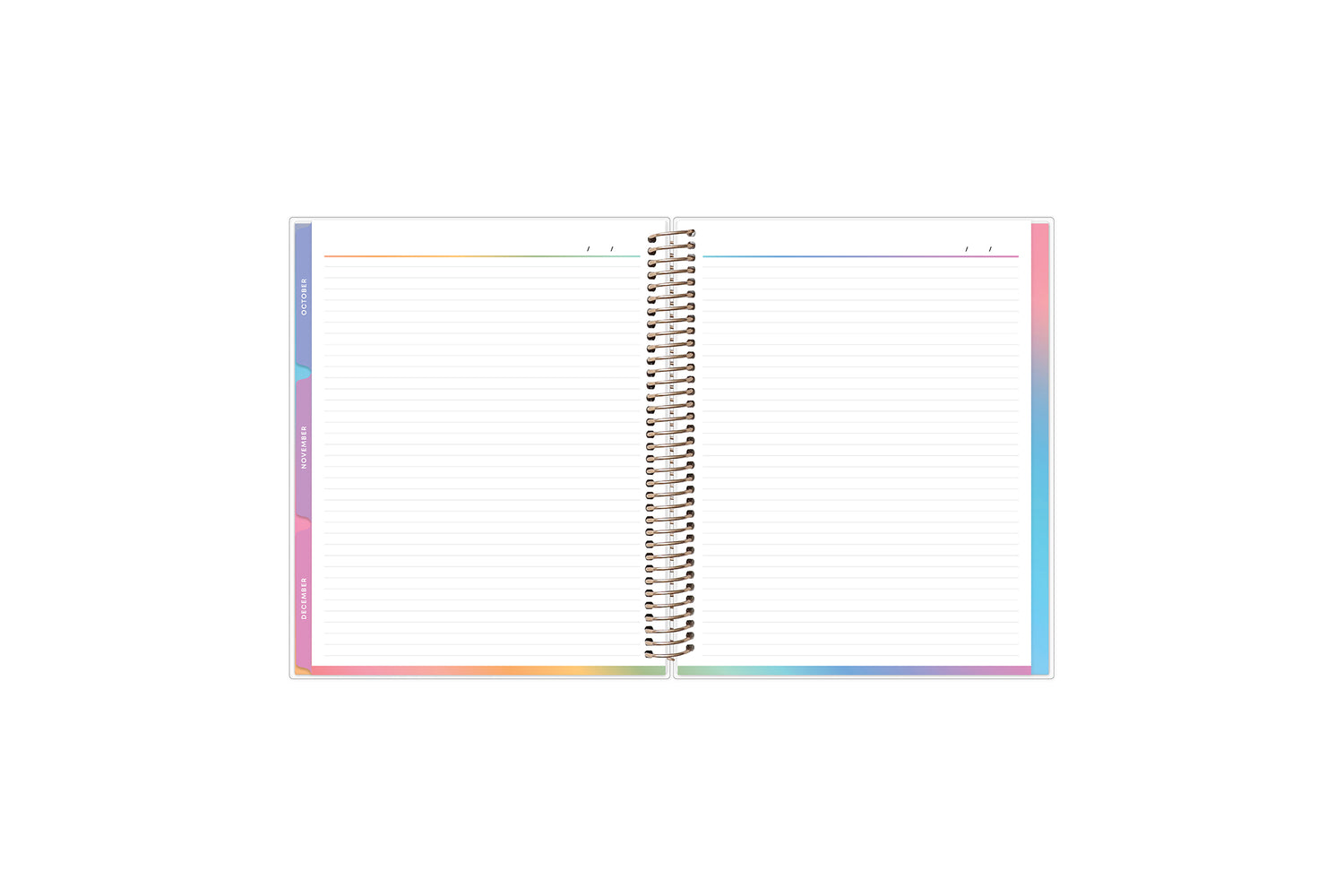 ample lined writing space on this 7x9 planner with monthly tabs January 2025 - December 2025