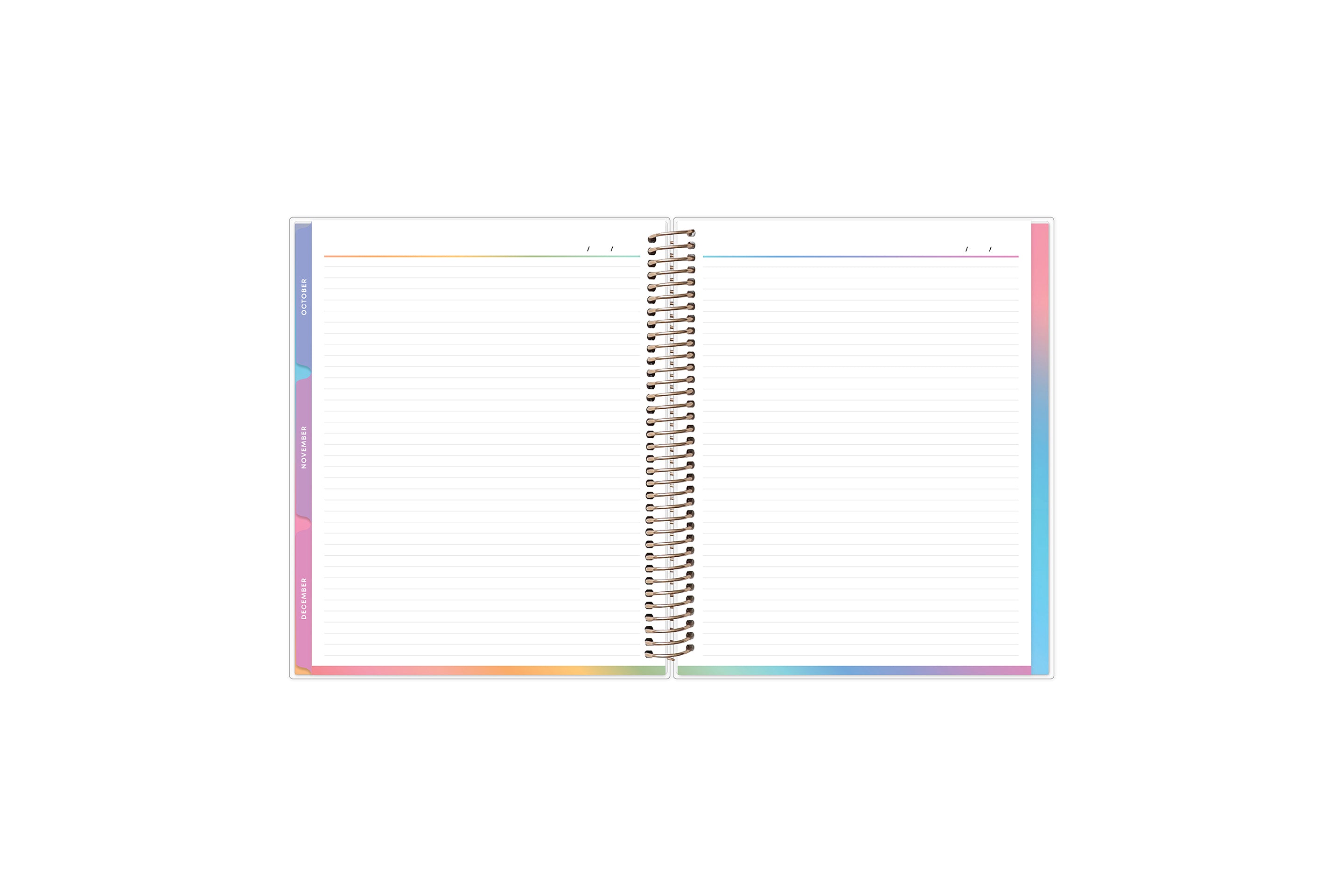 ample lined writing space on this 7x9 planner with monthly tabs January 2025 - December 2025