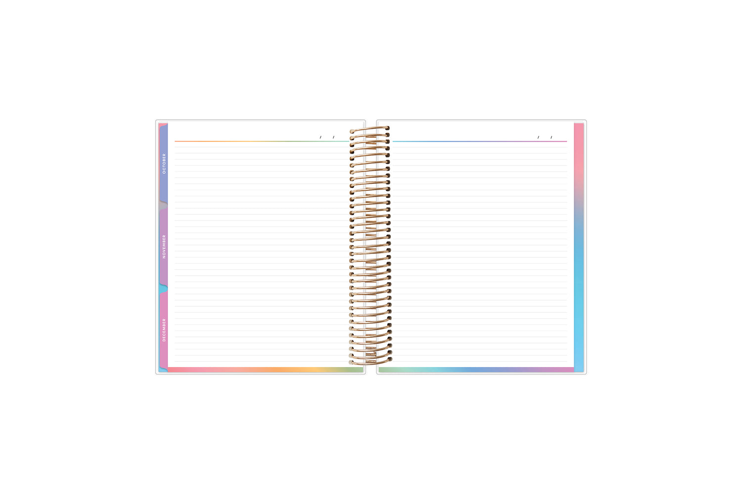 ample lined writing space on this 7x9 planner with monthly tabs January 2025 - December 2025