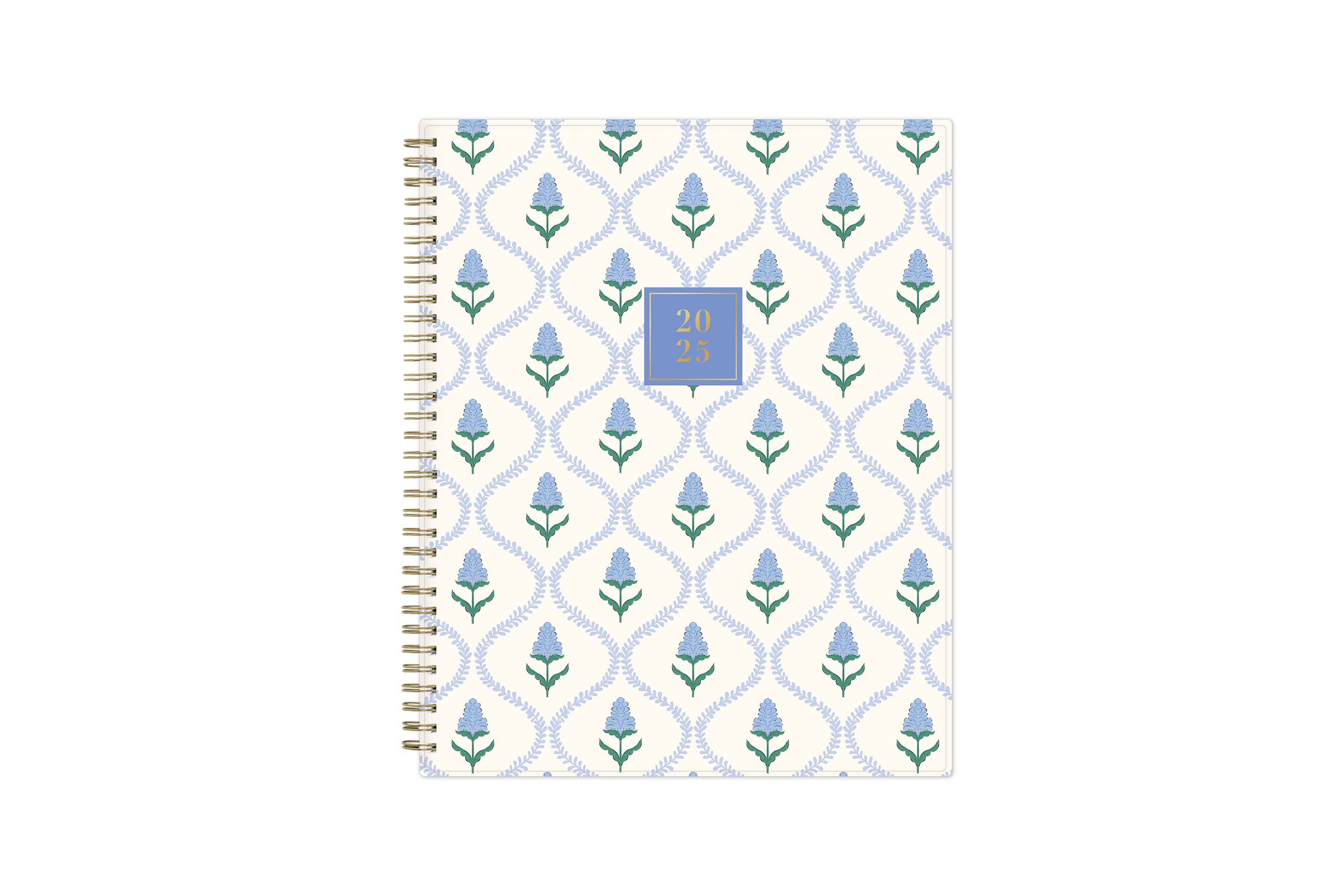 2025 floral blue and green with white background 8.5x11 planner.