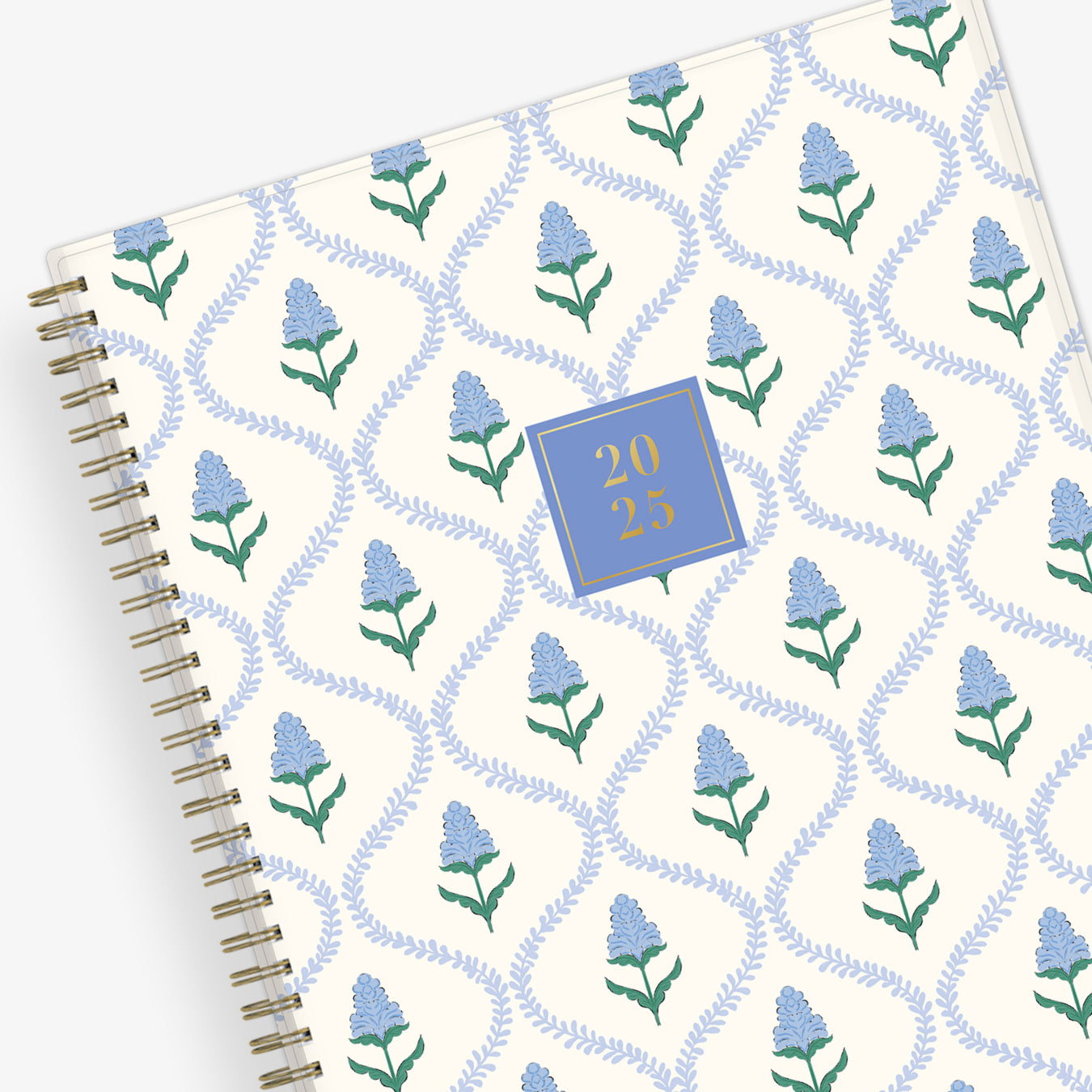 2025 floral blue and green with white background 8.5x11 planner.