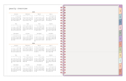 yearly overview of this 2025 7x9 planner featuring months for 2025 and 2026