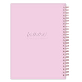 this 2025 planner notes has a soft pink back cover.