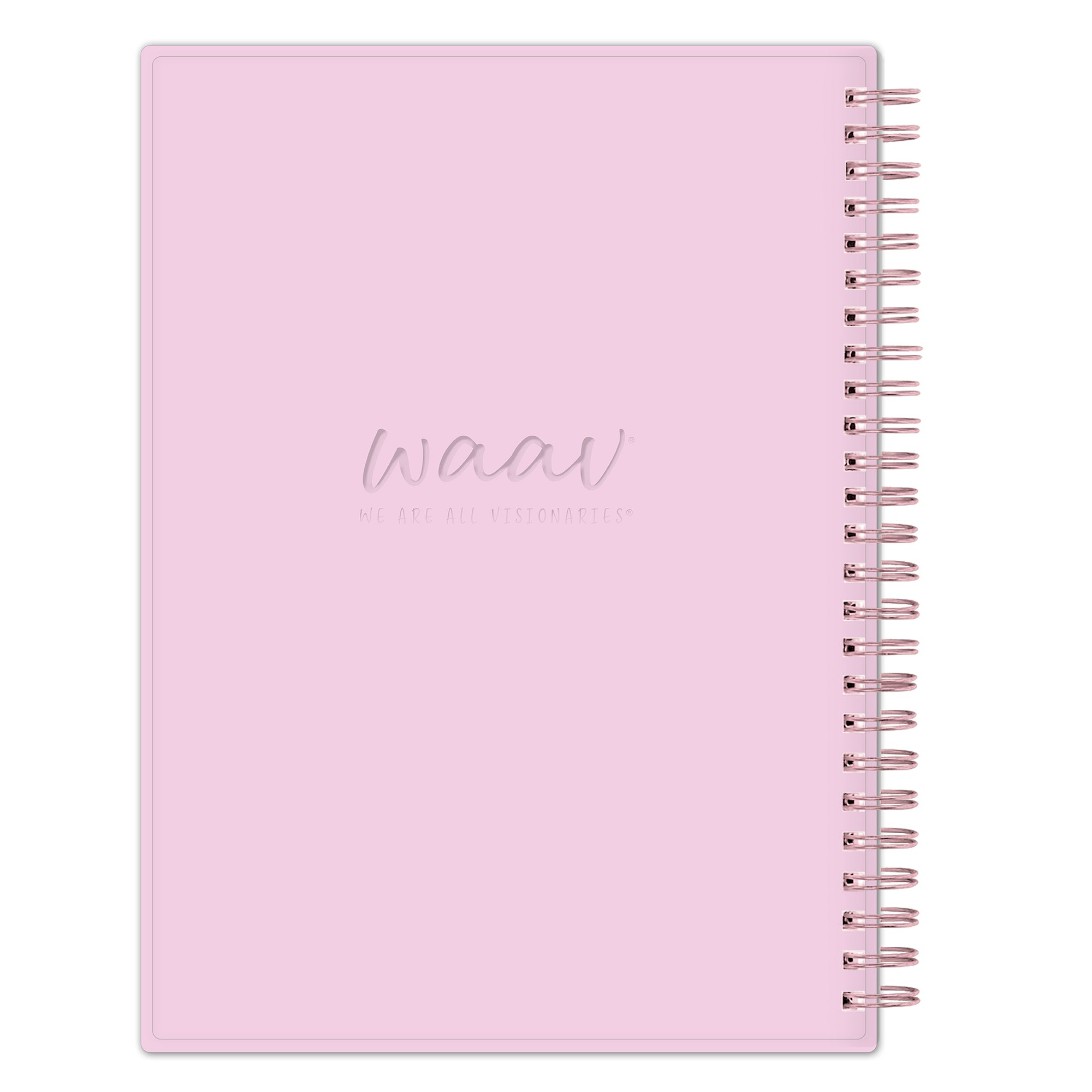 this 2025 planner notes has a soft pink back cover.