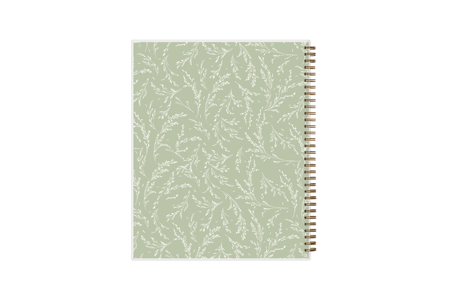 white wisteria floral and light olive green background on this 2025 planner in 8.5x11 size