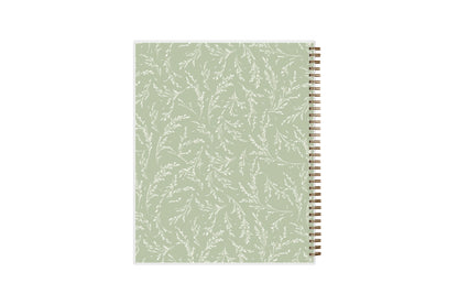 white wisteria floral and light olive green background on this 2025 planner in 8.5x11 size