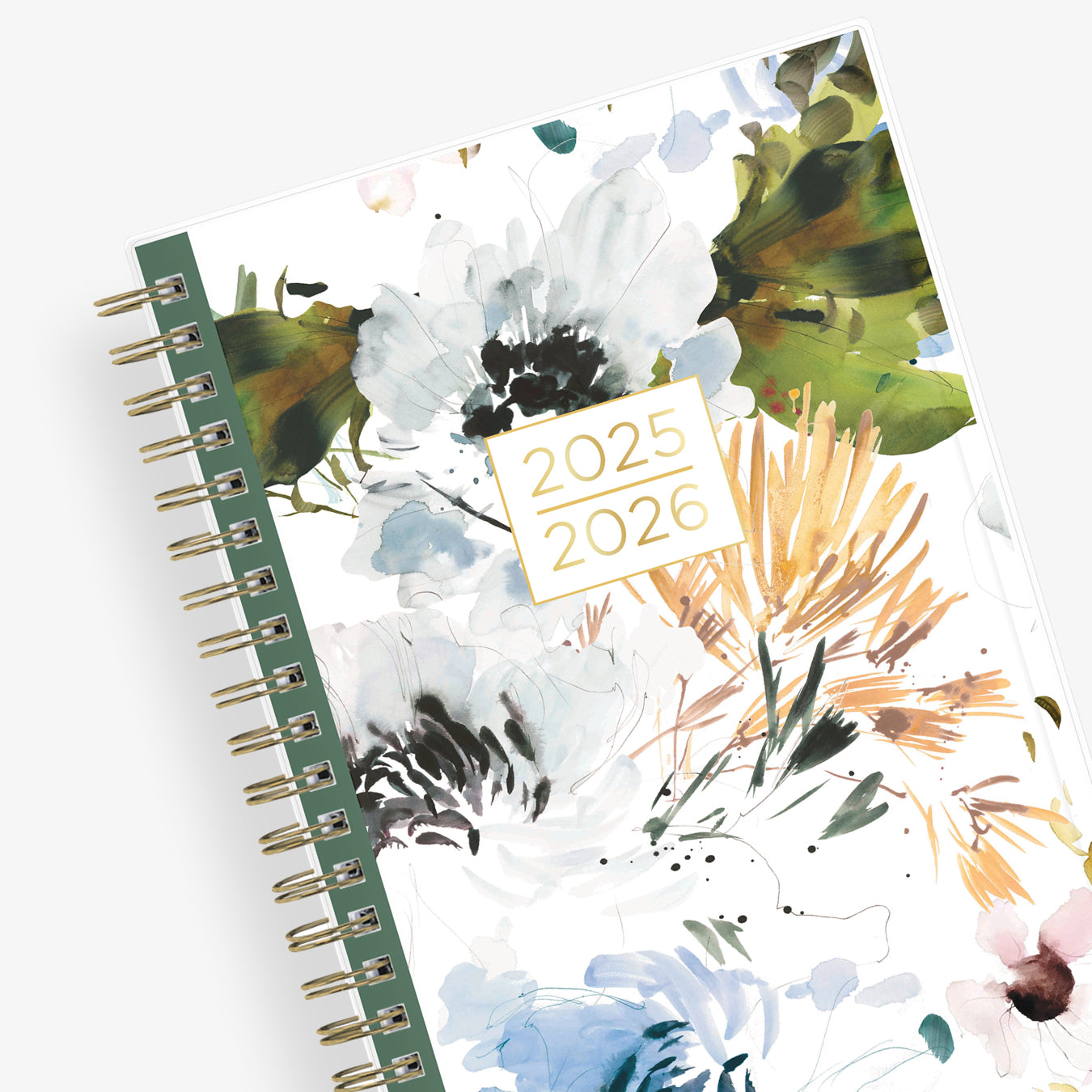 floral front cover on this july 2025 - june 2026 weekly monthly academic planner in 5x8 size