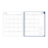 monthly planner features a monthly spread with ample lined writing space, notes section, reference calendars and light blue monthly tabs in 8x10 planner