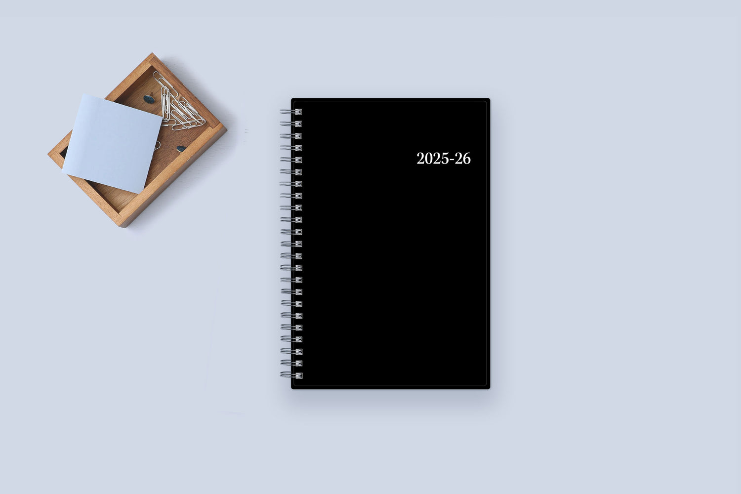 professional black front cover on this 2025-2026 weekly monthly planner