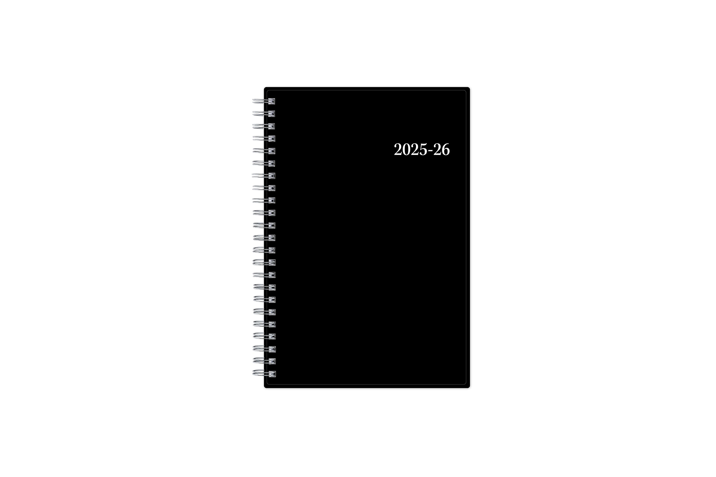 professional black front cover on this 2025-2026 weekly monthly planner