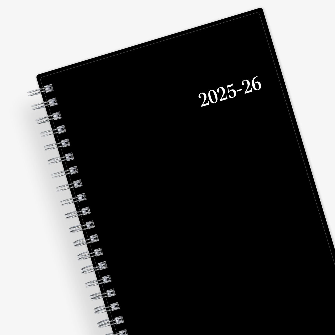 professional black front cover on this 2025-2026 weekly monthly planner