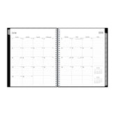  monthly planner featuring a monthly spread with lined writing space, reference calendars, notes section, and gray monthly tabs in 8x10 planner size