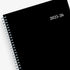 monthly academic planner featuring a solid black cover and silver twin wire-o binding 8x10 size for july 2025 - june 2026