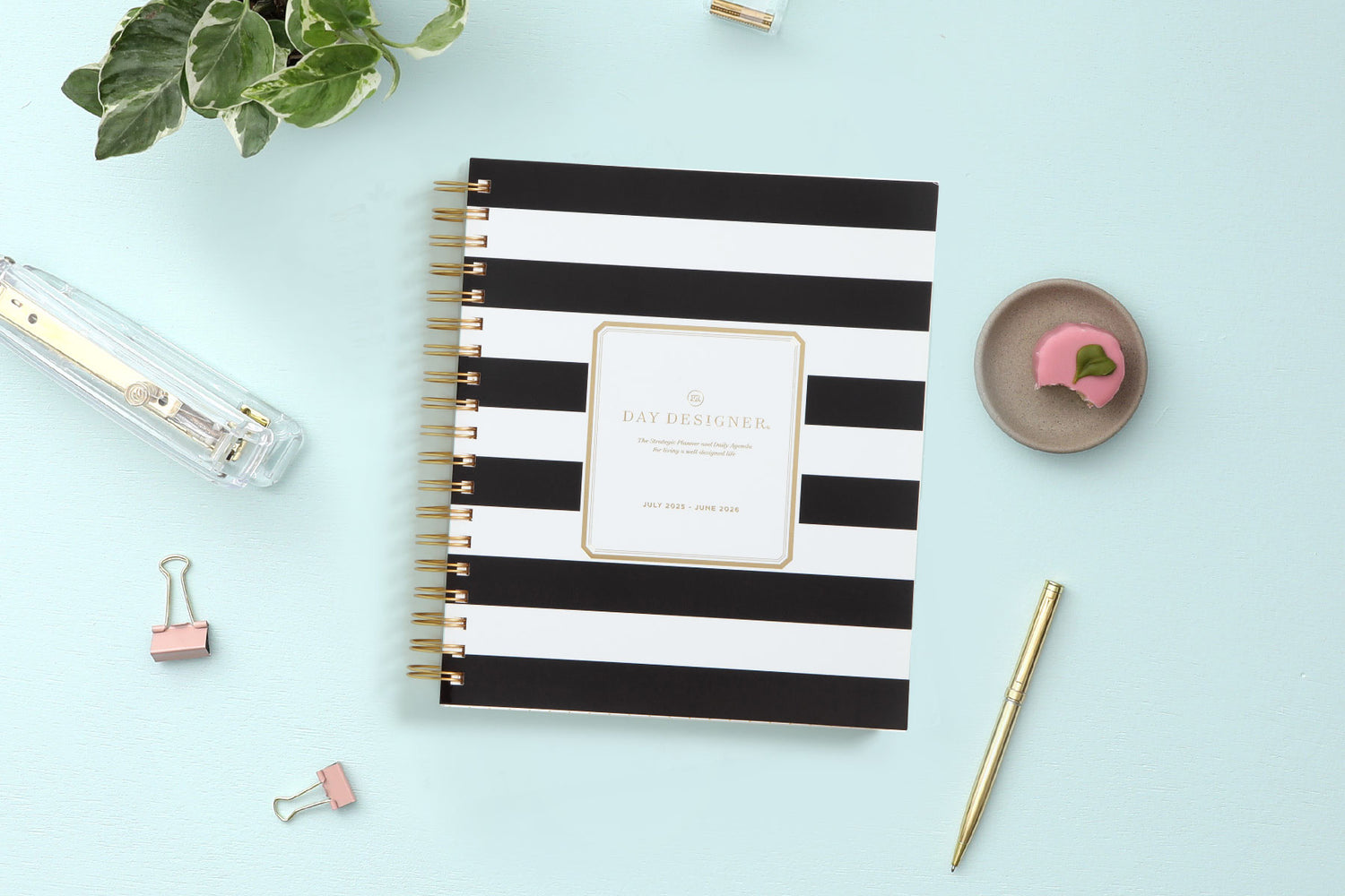 daily academic planner featuring black stripes front cover from Day designer for blue sky in a 8x10 planner size Day Designer for Blue Sky brand, July 2025 - June 2026