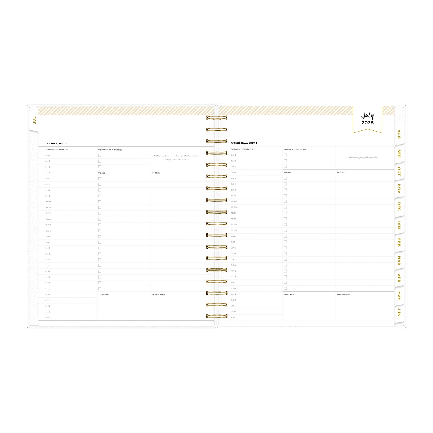 daily academic planner featuring a daily view with notes section, to-do lists, check list, time stamps, and ample lined writing space in a 8x10 planner size