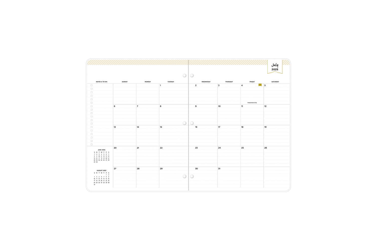 monthly 2025-2026 planner featuring ample lined writing space, reference calendars and notes section