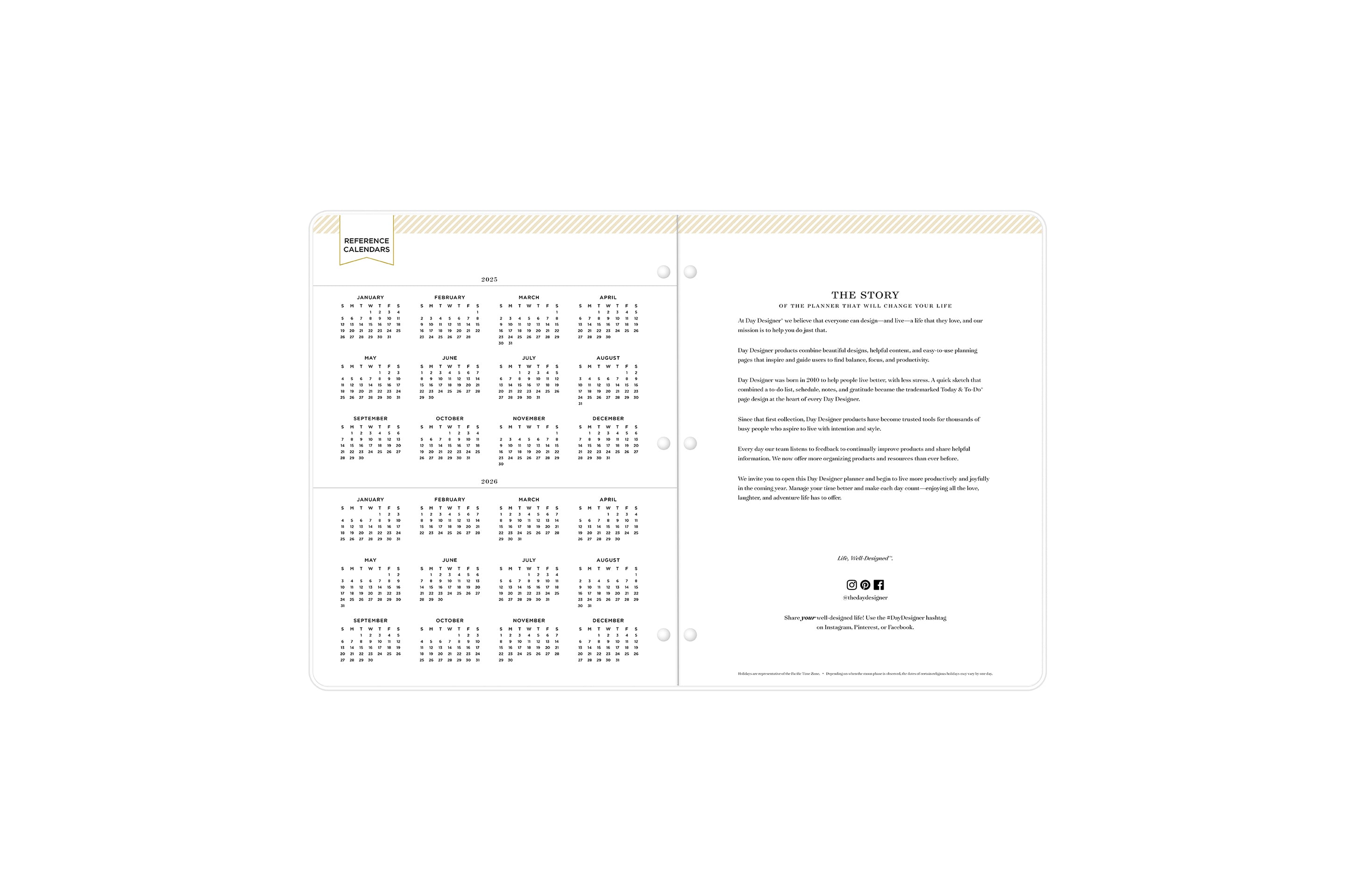 reference calendar for 2025 and 2026 alongside day designer&