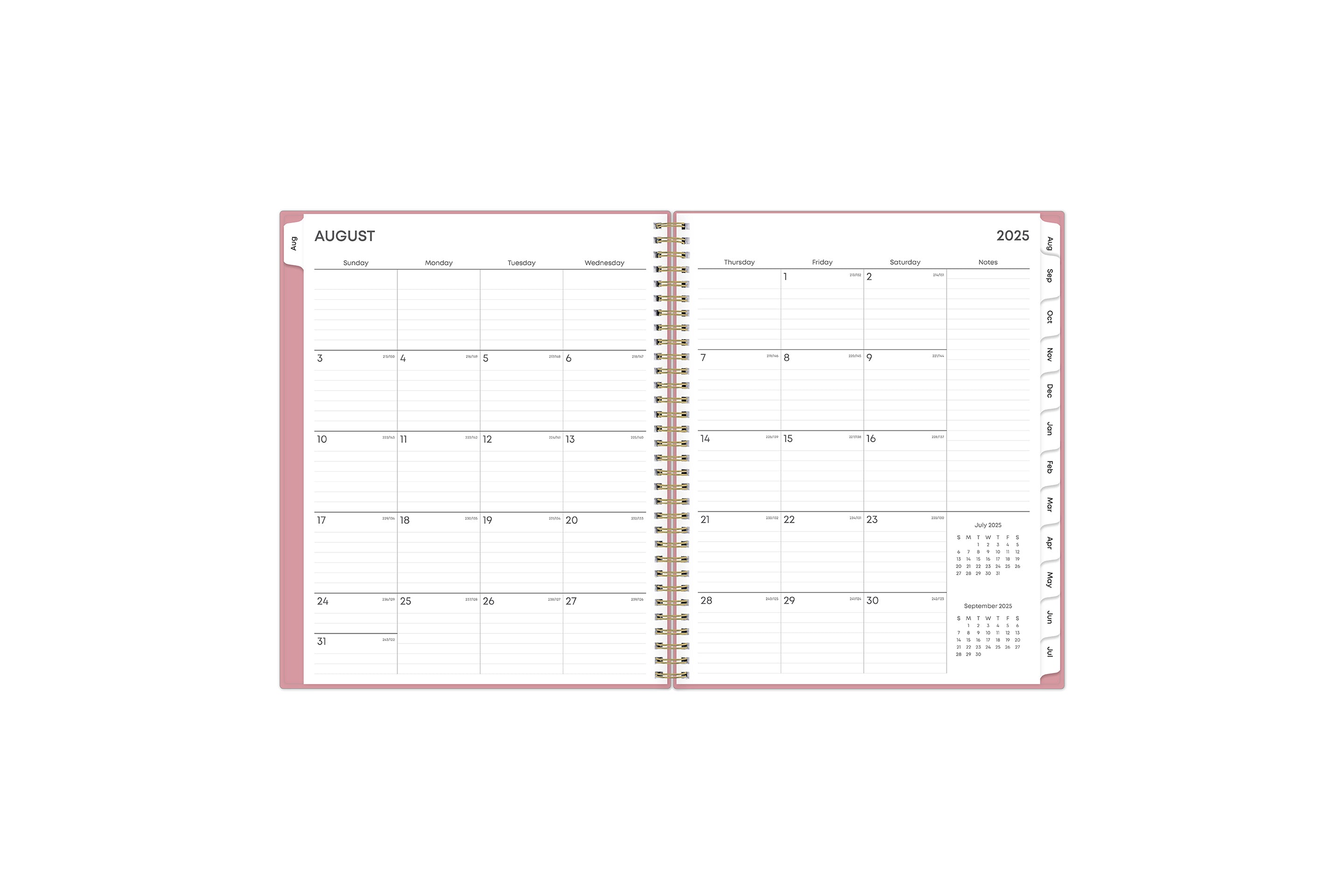 lined writing space on this monthly spread with notes section and reference calendars 8.5x11 planner