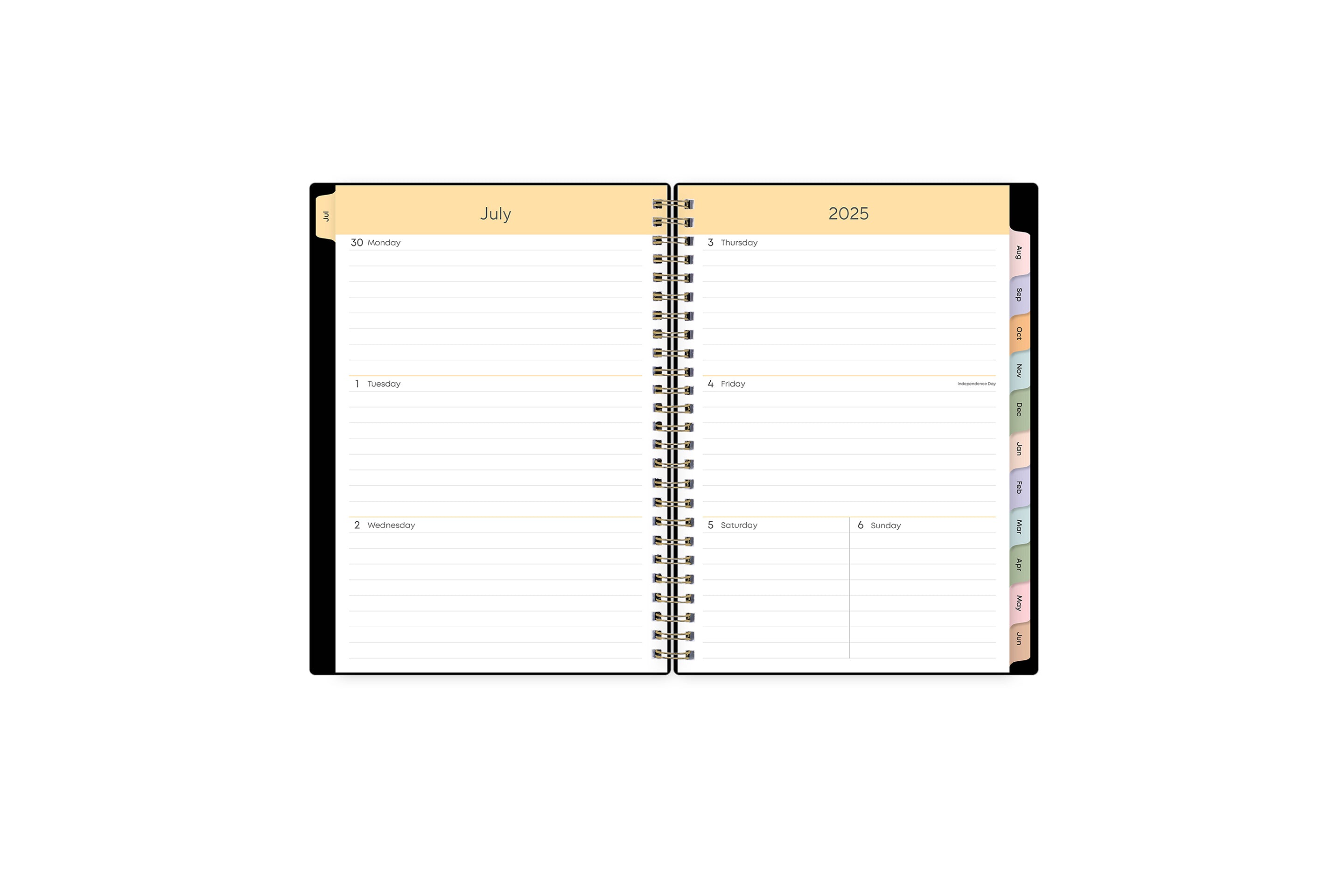  weekly monthly 5x8 academic planner featuring a weekly spread with ample lined writing space, to-do list, notes section, and blue monthly tabs
