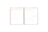 plan vertically with this weekly monthly planner with rainbow colored monthly tabs, grid notes section, both lined and blank writing space.