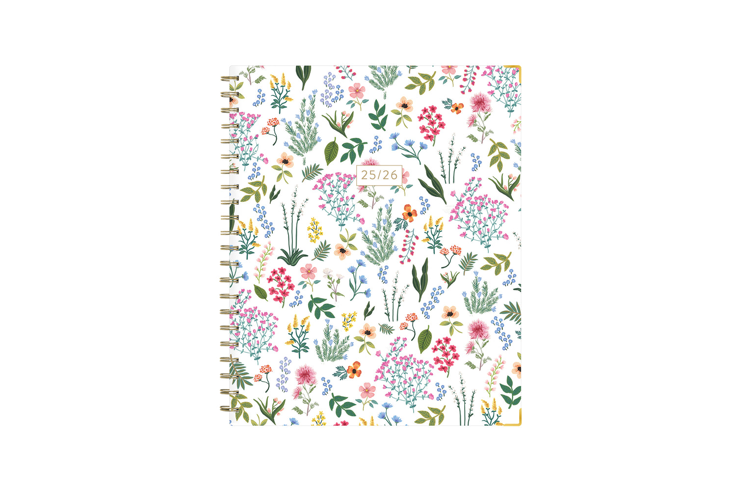 soft white background with floral pattern on this 8.5x11 weekly monthly planner for July 2025 - June 2026