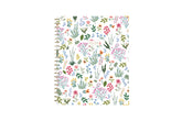 soft white background with floral pattern on this 8.5x11 weekly monthly planner for July 2025 - June 2026