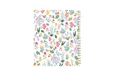 soft white background with floral pattern on this 8.5x11 weekly monthly planner for July 2025 - June 2026