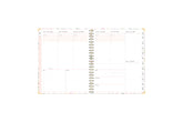 plan vertically with this weekly monthly planner with rainbow colored monthly tabs, grid notes section, both lined and blank writing space.