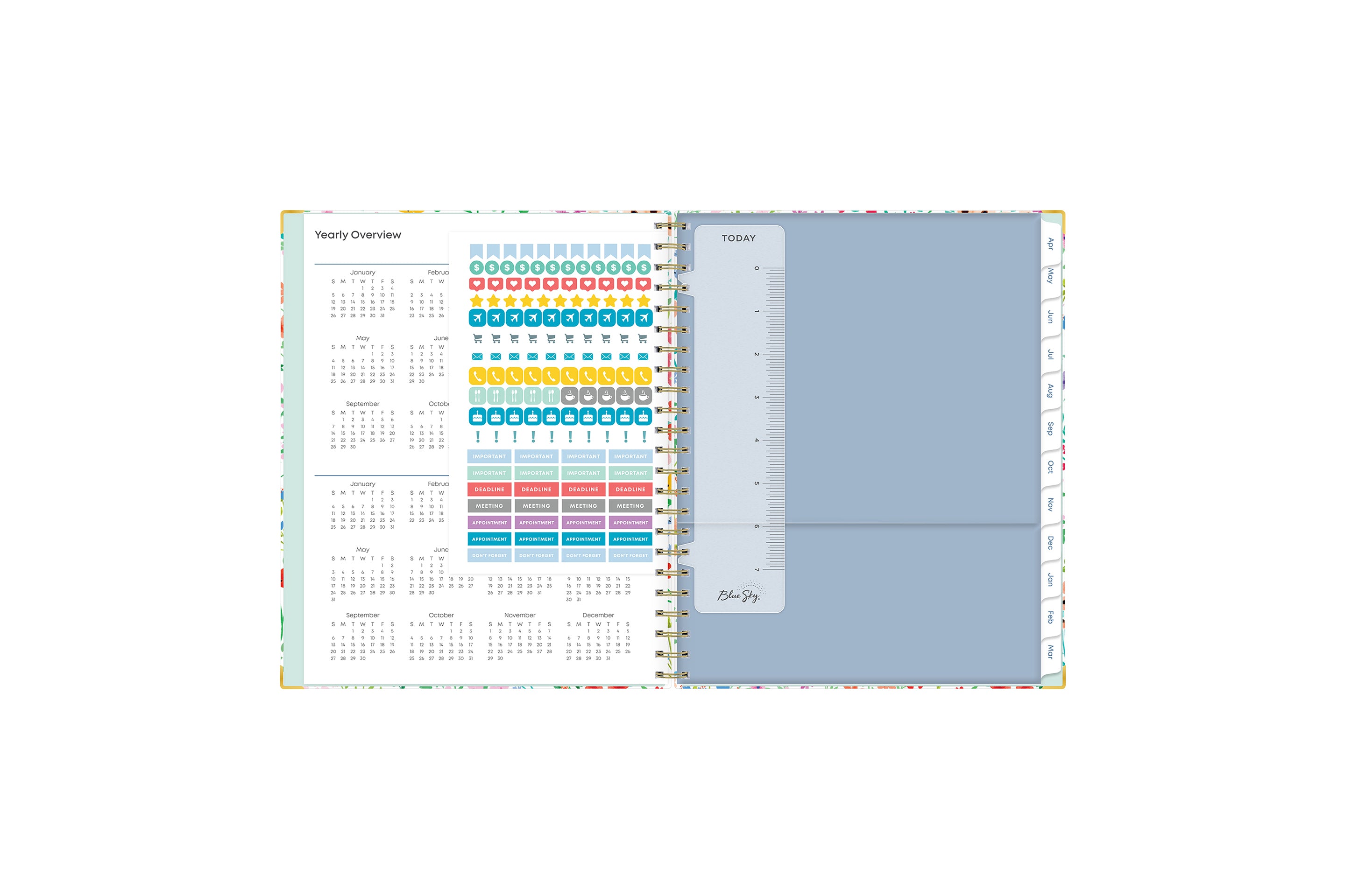 2025-2026 teacher lesson planner stickers, ruler, and storage pocket included