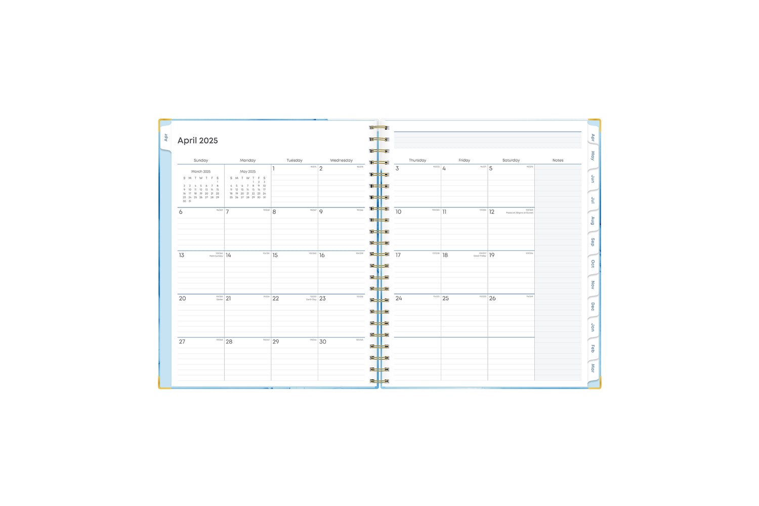  teacher lesson planner monthly view featuring clean writing space for projects, field trips, goals, deadlines, notes section, reference calendars and white monthly tabs in 8.5x11 size