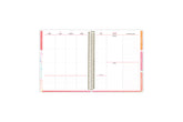 vertical weekly planning featuring ample writing space, gridded and lined notes section, colorful monthly tabs