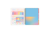 colorful sticker sheet, storage pocket, colorful monthly tabs 