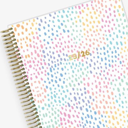 Livewell planner line featuring this awesome rainbow inspired dots weekly monthly academic planner for July 2025 - June 2026