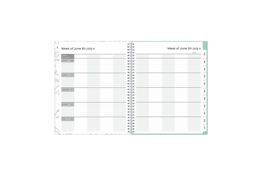 Prairie Aqua 2025-2026 Weekly 8.5x11 Teacher Lesson Planner