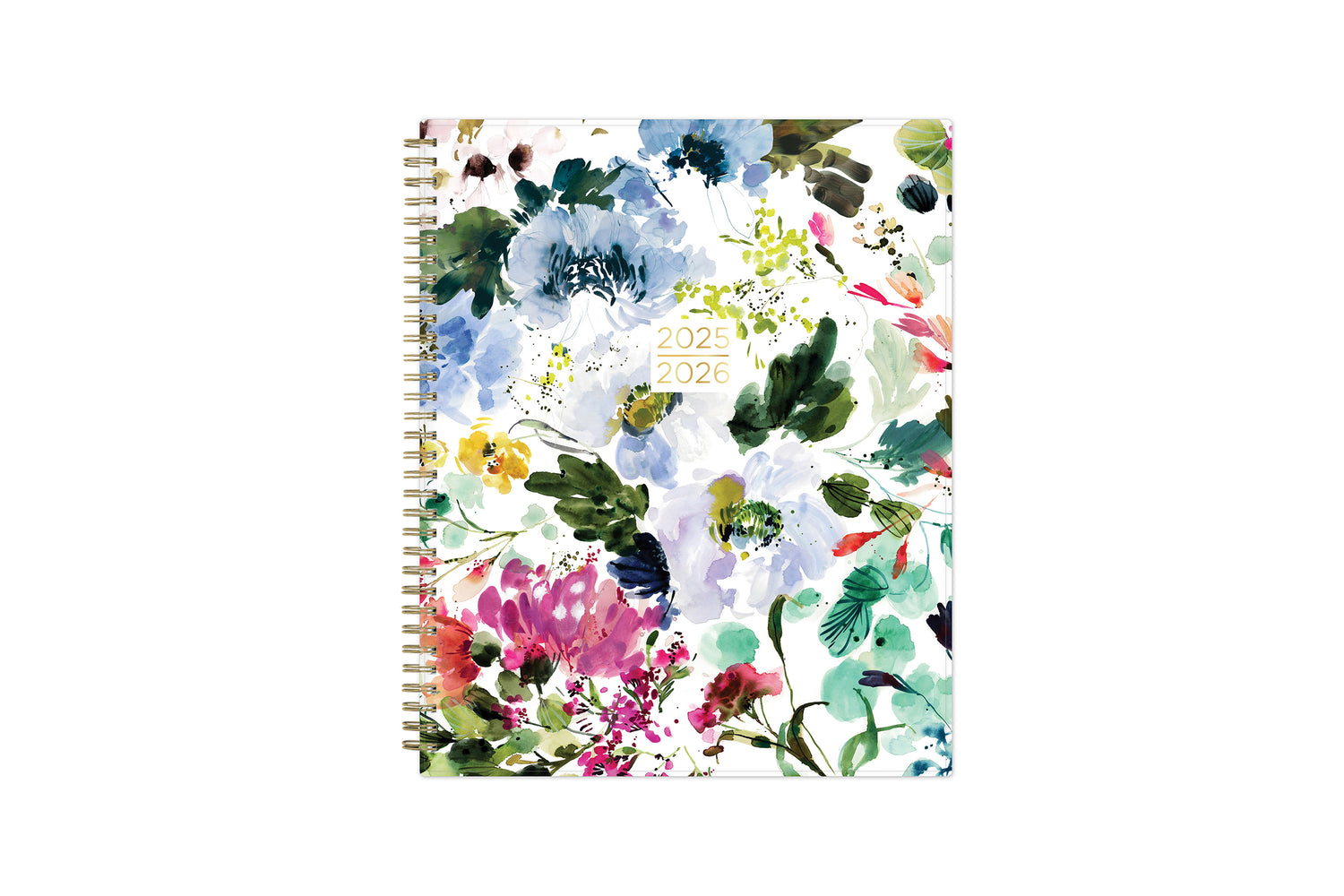 Kelly Ventura for Blue Sky student academic planner in 8.5x11 planner size with brush floral front cover, twin wire-o binding and a weekly monthly layout for July 2025- June 2026