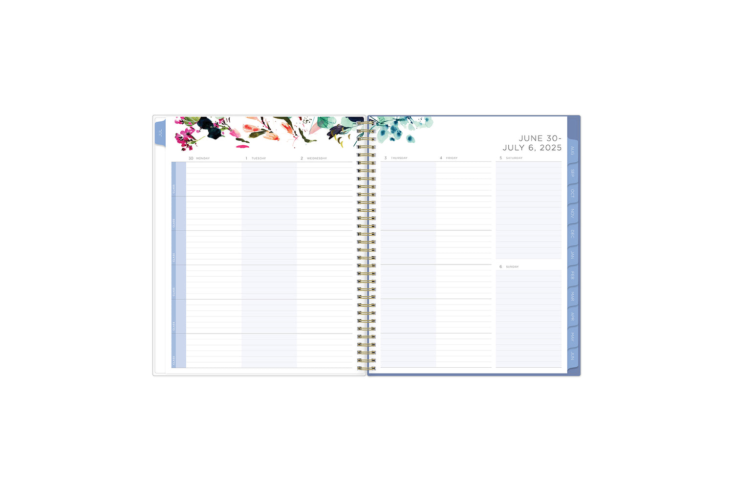  student academic weekly spread features sections for each class and ample lined writing space to stay organized weekly and throughout the school year