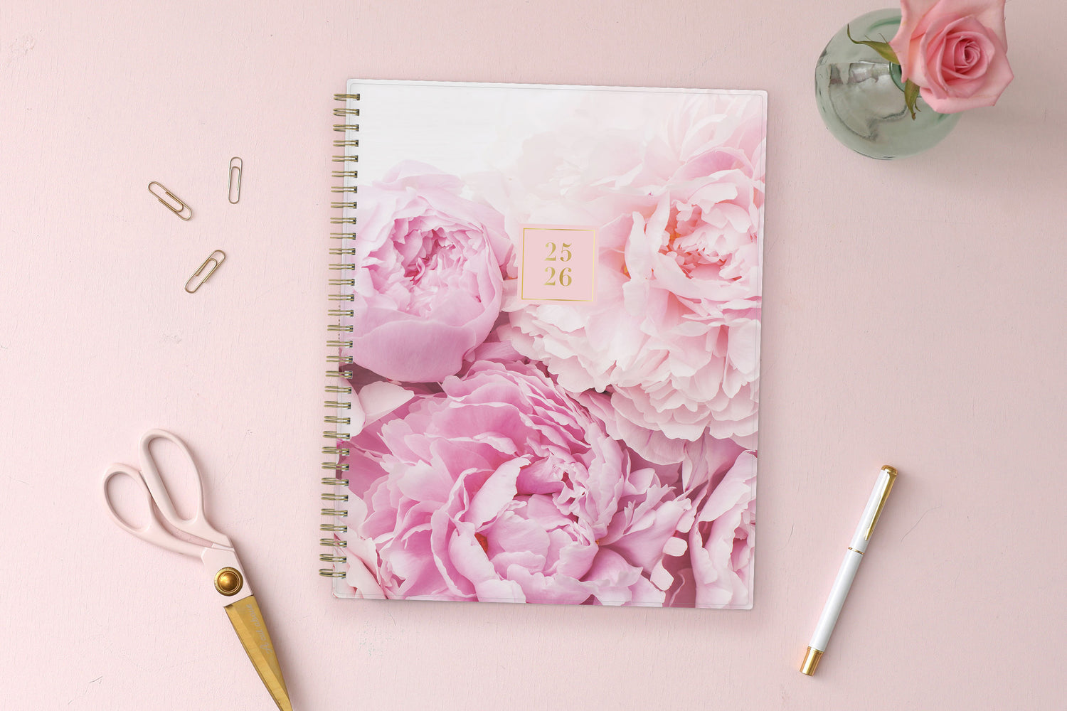 pink flowers 2025-2026 8.5x11 academic planner front cover