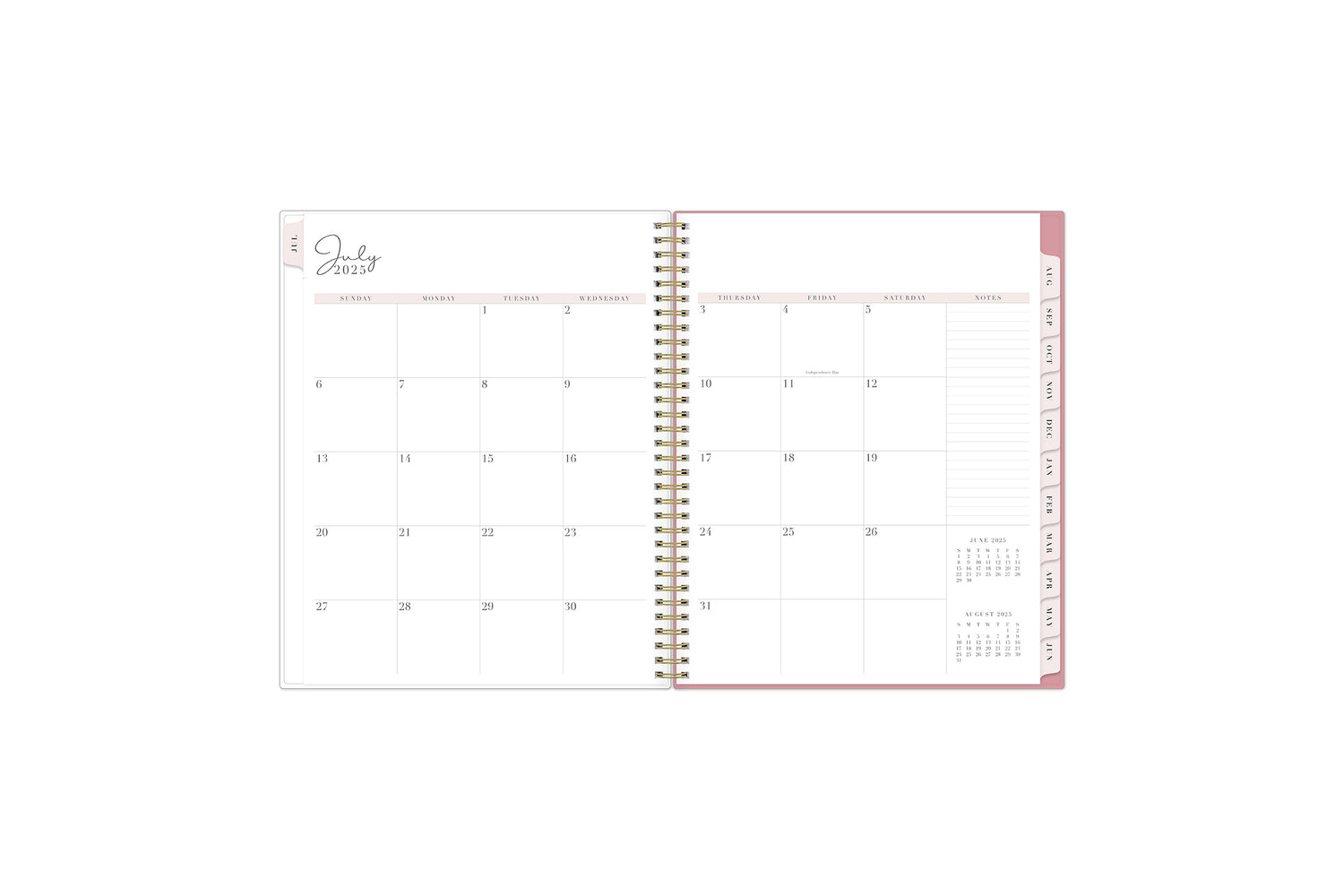 2025-2026 weekly academic planner featuring a monthly spread with blank writing space, to do&